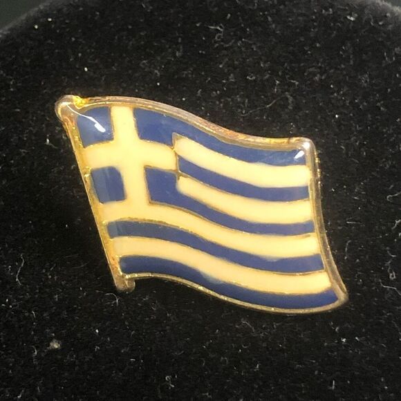 greece flag enamel pin 1 inch white blue travel souvenir - Picture 1 of 6